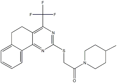 2-(4-methyl-1-piperidinyl)-2-oxoethyl 4-(trifluoromethyl)-5,6-dihydrobenzo[h]quinazolin-2-yl sulfide 化学構造式