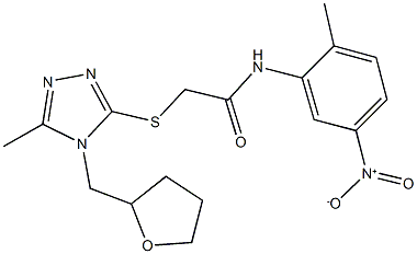 333785-29-8 N-{5-nitro-2-methylphenyl}-2-{[5-methyl-4-(tetrahydro-2-furanylmethyl)-4H-1,2,4-triazol-3-yl]sulfanyl}acetamide