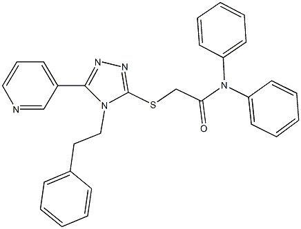 N,N-diphenyl-2-{[4-(2-phenylethyl)-5-(3-pyridinyl)-4H-1,2,4-triazol-3-yl]sulfanyl}acetamide 结构式