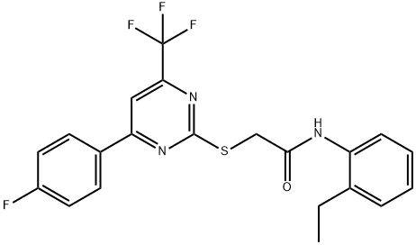 N-(2-ethylphenyl)-2-{[4-(4-fluorophenyl)-6-(trifluoromethyl)-2-pyrimidinyl]sulfanyl}acetamide Struktur