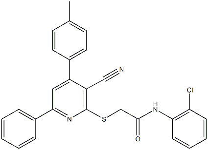 N-(2-chlorophenyl)-2-{[3-cyano-4-(4-methylphenyl)-6-phenyl-2-pyridinyl]sulfanyl}acetamide|