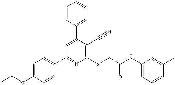 2-{[3-cyano-6-(4-ethoxyphenyl)-4-phenyl-2-pyridinyl]sulfanyl}-N-(3-methylphenyl)acetamide Structure