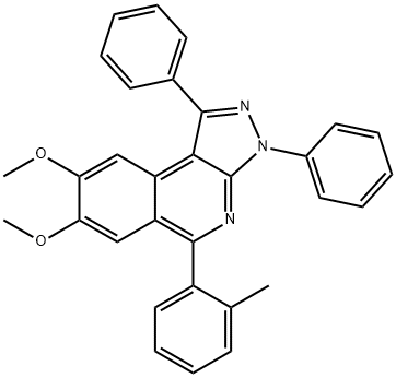 7,8-dimethoxy-5-(2-methylphenyl)-1,3-diphenyl-3H-pyrazolo[3,4-c]isoquinoline 结构式