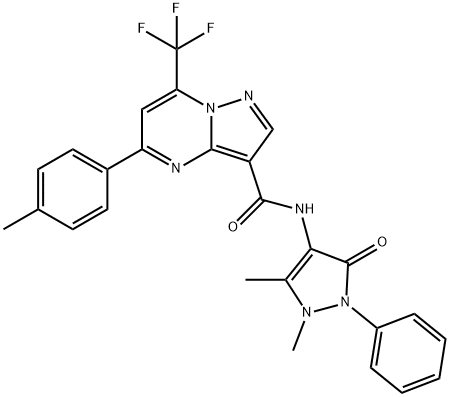 N-(1,5-dimethyl-3-oxo-2-phenyl-2,3-dihydro-1H-pyrazol-4-yl)-5-(4-methylphenyl)-7-(trifluoromethyl)pyrazolo[1,5-a]pyrimidine-3-carboxamide Structure
