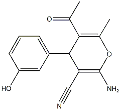 5-acetyl-2-amino-4-(3-hydroxyphenyl)-6-methyl-4H-pyran-3-carbonitrile Structure