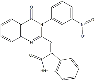 3-{3-nitrophenyl}-2-[(2-oxo-1,2-dihydro-3H-indol-3-ylidene)methyl]-4(3H)-quinazolinone Structure