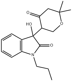 3-(6,6-dimethyl-4-oxotetrahydro-2H-pyran-3-yl)-3-hydroxy-1-propyl-1,3-dihydro-2H-indol-2-one 结构式