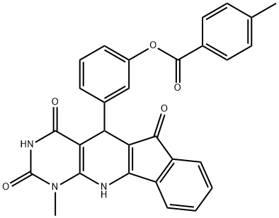 3-(1-methyl-2,4,6-trioxo-2,3,4,5,6,11-hexahydro-1H-indeno[2',1':5,6]pyrido[2,3-d]pyrimidin-5-yl)phenyl 4-methylbenzoate Struktur