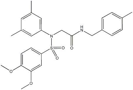 2-{[(3,4-dimethoxyphenyl)sulfonyl]-3,5-dimethylanilino}-N-(4-methylbenzyl)acetamide,335208-17-8,结构式