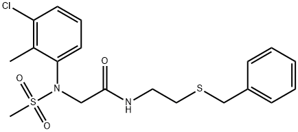 N-[2-(benzylsulfanyl)ethyl]-2-[3-chloro-2-methyl(methylsulfonyl)anilino]acetamide 结构式