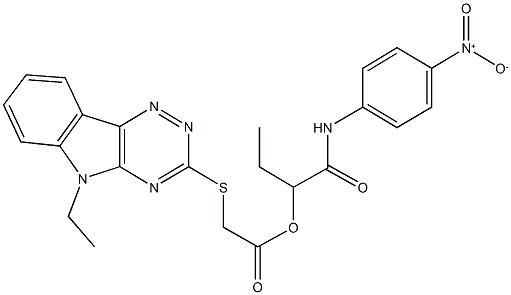 1-({4-nitroanilino}carbonyl)propyl [(5-ethyl-5H-[1,2,4]triazino[5,6-b]indol-3-yl)sulfanyl]acetate 化学構造式