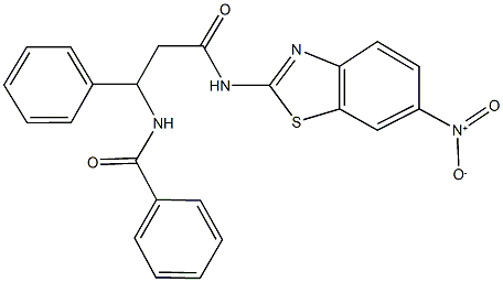 N-[3-({6-nitro-1,3-benzothiazol-2-yl}amino)-3-oxo-1-phenylpropyl]benzamide Structure