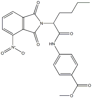 methyl 4-[(2-{4-nitro-1,3-dioxo-1,3-dihydro-2H-isoindol-2-yl}hexanoyl)amino]benzoate 结构式