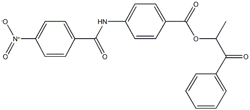 1-methyl-2-oxo-2-phenylethyl 4-({4-nitrobenzoyl}amino)benzoate 化学構造式
