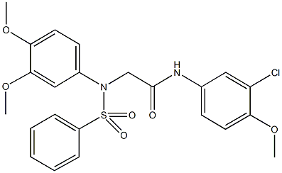 N-(3-chloro-4-methoxyphenyl)-2-[3,4-dimethoxy(phenylsulfonyl)anilino]acetamide 化学構造式