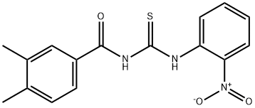 N-(3,4-dimethylbenzoyl)-N'-{2-nitrophenyl}thiourea 化学構造式