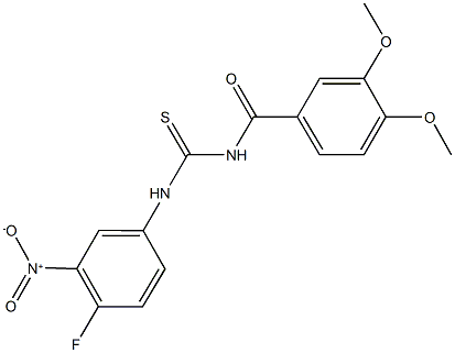 N-(3,4-dimethoxybenzoyl)-N'-{4-fluoro-3-nitrophenyl}thiourea Struktur