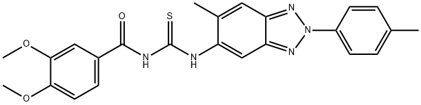 N-(3,4-dimethoxybenzoyl)-N'-[6-methyl-2-(4-methylphenyl)-2H-1,2,3-benzotriazol-5-yl]thiourea Structure