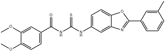 N-(3,4-dimethoxybenzoyl)-N'-[2-(3-methylphenyl)-1,3-benzoxazol-5-yl]thiourea,335213-66-6,结构式