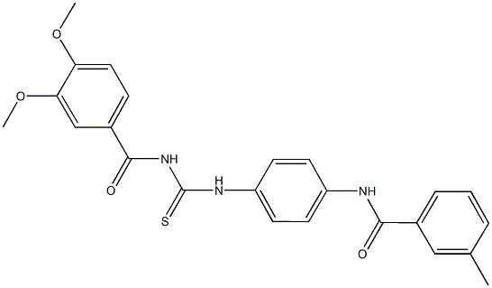 N-[4-({[(3,4-dimethoxybenzoyl)amino]carbothioyl}amino)phenyl]-3-methylbenzamide 化学構造式