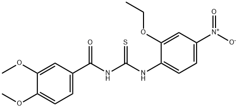 N-(3,4-dimethoxybenzoyl)-N'-{2-ethoxy-4-nitrophenyl}thiourea Structure