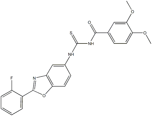 N-(3,4-dimethoxybenzoyl)-N'-[2-(2-fluorophenyl)-1,3-benzoxazol-5-yl]thiourea Structure