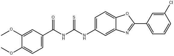 N-[2-(3-chlorophenyl)-1,3-benzoxazol-5-yl]-N'-(3,4-dimethoxybenzoyl)thiourea Structure