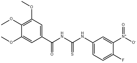 N-{4-fluoro-3-nitrophenyl}-N'-(3,4,5-trimethoxybenzoyl)thiourea 化学構造式