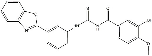 N-[3-(1,3-benzoxazol-2-yl)phenyl]-N'-(3-bromo-4-methoxybenzoyl)thiourea 化学構造式
