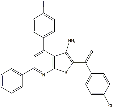 [3-amino-4-(4-methylphenyl)-6-phenylthieno[2,3-b]pyridin-2-yl](4-chlorophenyl)methanone Struktur
