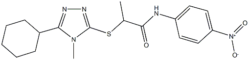 2-[(5-cyclohexyl-4-methyl-4H-1,2,4-triazol-3-yl)sulfanyl]-N-{4-nitrophenyl}propanamide 化学構造式