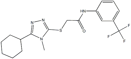 2-[(5-cyclohexyl-4-methyl-4H-1,2,4-triazol-3-yl)sulfanyl]-N-[3-(trifluoromethyl)phenyl]acetamide Struktur