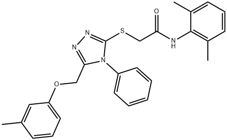 N-(2,6-dimethylphenyl)-2-({5-[(3-methylphenoxy)methyl]-4-phenyl-4H-1,2,4-triazol-3-yl}sulfanyl)acetamide 化学構造式