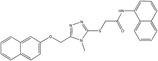 2-({4-methyl-5-[(2-naphthyloxy)methyl]-4H-1,2,4-triazol-3-yl}sulfanyl)-N-(1-naphthyl)acetamide Struktur