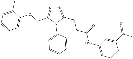 N-(3-acetylphenyl)-2-({5-[(2-methylphenoxy)methyl]-4-phenyl-4H-1,2,4-triazol-3-yl}sulfanyl)acetamide 结构式