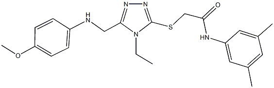 N-(3,5-dimethylphenyl)-2-({4-ethyl-5-[(4-methoxyanilino)methyl]-4H-1,2,4-triazol-3-yl}sulfanyl)acetamide 化学構造式