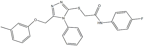 N-(4-fluorophenyl)-2-({5-[(3-methylphenoxy)methyl]-4-phenyl-4H-1,2,4-triazol-3-yl}sulfanyl)acetamide Structure