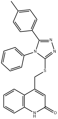 4-({[5-(4-methylphenyl)-4-phenyl-4H-1,2,4-triazol-3-yl]sulfanyl}methyl)-2(1H)-quinolinone 结构式