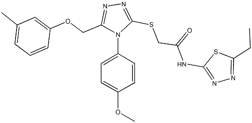 N-(5-ethyl-1,3,4-thiadiazol-2-yl)-2-({4-(4-methoxyphenyl)-5-[(3-methylphenoxy)methyl]-4H-1,2,4-triazol-3-yl}sulfanyl)acetamide Struktur