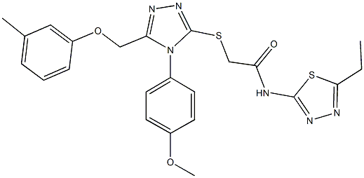 N-(5-ethyl-1,3,4-thiadiazol-2-yl)-2-({4-(4-methoxyphenyl)-5-[(3-methylphenoxy)methyl]-4H-1,2,4-triazol-3-yl}sulfanyl)acetamide,335390-21-1,结构式