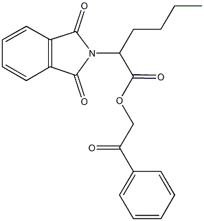 2-oxo-2-phenylethyl 2-(1,3-dioxo-1,3-dihydro-2H-isoindol-2-yl)hexanoate Struktur
