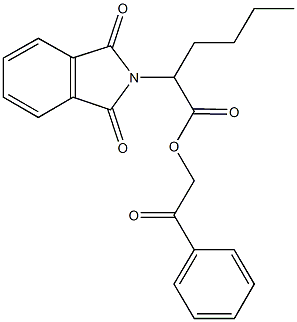 2-oxo-2-phenylethyl 2-(1,3-dioxo-1,3-dihydro-2H-isoindol-2-yl)hexanoate Structure