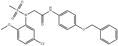 N-[4-(benzyloxy)phenyl]-2-[5-chloro-2-methoxy(methylsulfonyl)anilino]acetamide 化学構造式