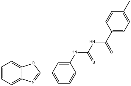 N-[5-(1,3-benzoxazol-2-yl)-2-methylphenyl]-N'-(4-methylbenzoyl)thiourea Struktur