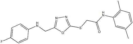 N-(2,5-dimethylphenyl)-2-({5-[(4-fluoroanilino)methyl]-1,3,4-oxadiazol-2-yl}sulfanyl)acetamide Structure