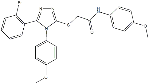 2-{[5-(2-bromophenyl)-4-(4-methoxyphenyl)-4H-1,2,4-triazol-3-yl]sulfanyl}-N-(4-methoxyphenyl)acetamide 化学構造式