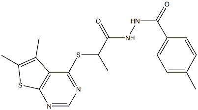 2-[(5,6-dimethylthieno[2,3-d]pyrimidin-4-yl)sulfanyl]-N'-(4-methylbenzoyl)propanohydrazide|