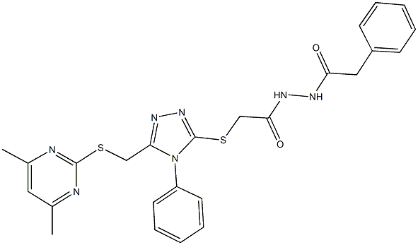 2-[(5-{[(4,6-dimethyl-2-pyrimidinyl)sulfanyl]methyl}-4-phenyl-4H-1,2,4-triazol-3-yl)sulfanyl]-N'-(phenylacetyl)acetohydrazide|