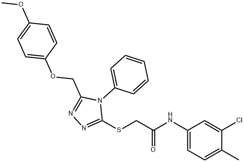 N-(3-chloro-4-methylphenyl)-2-({5-[(4-methoxyphenoxy)methyl]-4-phenyl-4H-1,2,4-triazol-3-yl}sulfanyl)acetamide Struktur