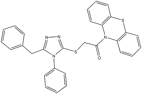 5-benzyl-4-phenyl-4H-1,2,4-triazol-3-yl 2-oxo-2-(10H-phenothiazin-10-yl)ethyl sulfide Struktur